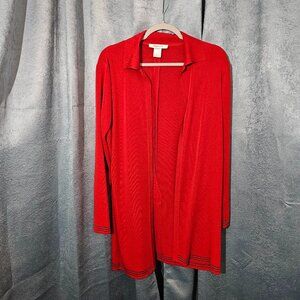 PLEIN AIR Red Long Sleeves, Long Open Cardigan - Size Small